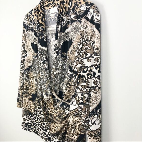 CHICO’S | Leopard Wrap Top 3/4 Sleeve Size 1 / M - Picture 6 of 10